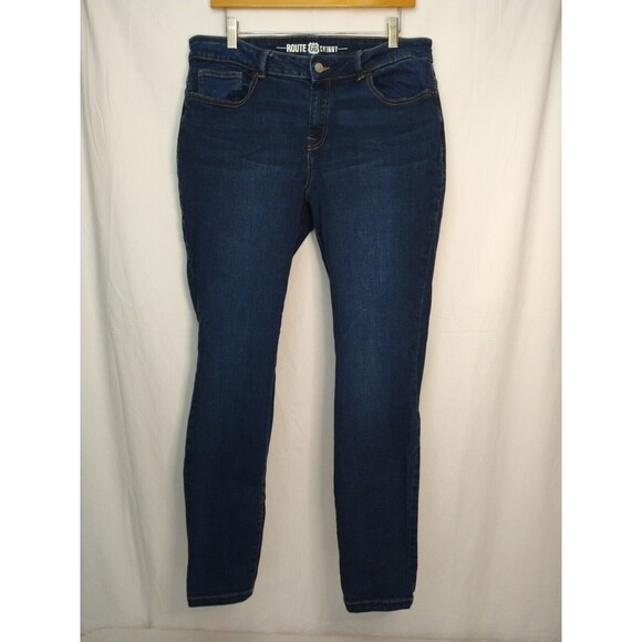 Route 66 Skinny Jeans Women Size 16 Blue Solid Dark Wash No Distressing Kmart - Picture 1 of 8